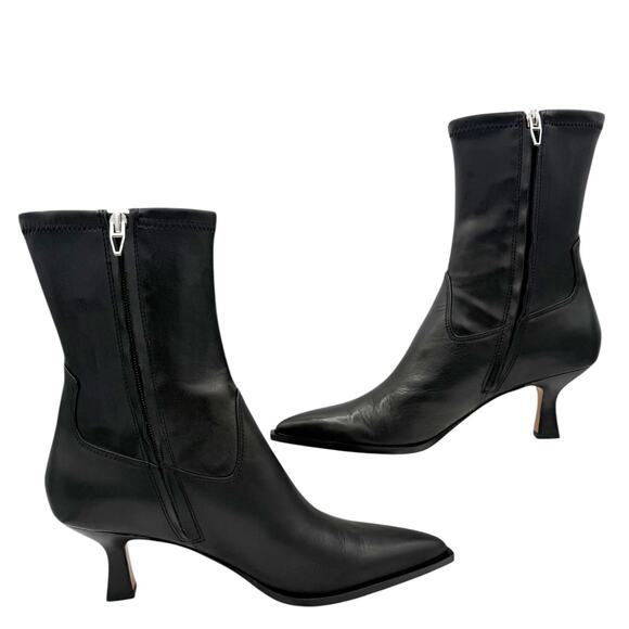 Dolce Vita Arya Ankle Heeled Boots Black Leather Size 10 Pointed Toe Kitten Heel - Picture 11 of 14